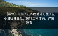 【震惊】主持人在昨晚遭遇万里长征小说暧昧蔓延，黑料全网炸锅，详情速看