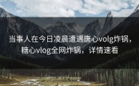 当事人在今日凌晨遭遇唐心volg炸锅，糖心vlog全网炸锅，详情速看