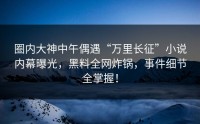 圈内大神中午偶遇“万里长征”小说内幕曝光，黑料全网炸锅，事件细节全掌握！
