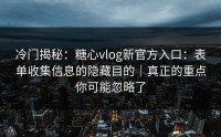 冷门揭秘：糖心vlog新官方入口：表单收集信息的隐藏目的｜真正的重点你可能忽略了
