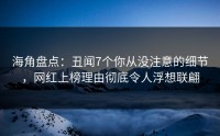 海角盘点：丑闻7个你从没注意的细节，网红上榜理由彻底令人浮想联翩